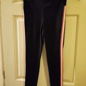 Black Womans Leggings with Rainbow Stripe